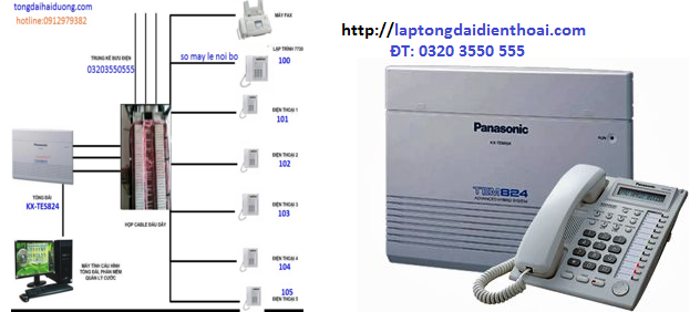 Lắp Tổng đài điện thoại Panasonic KX-TES824 TAI HẢI DƯƠNG